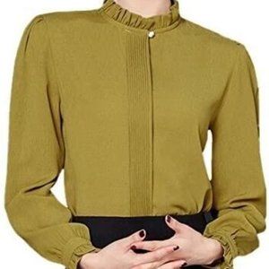 NIXI Women Blouse Stand Collar Long Sleeve Spring Chiffon Shirt Tops Work Small